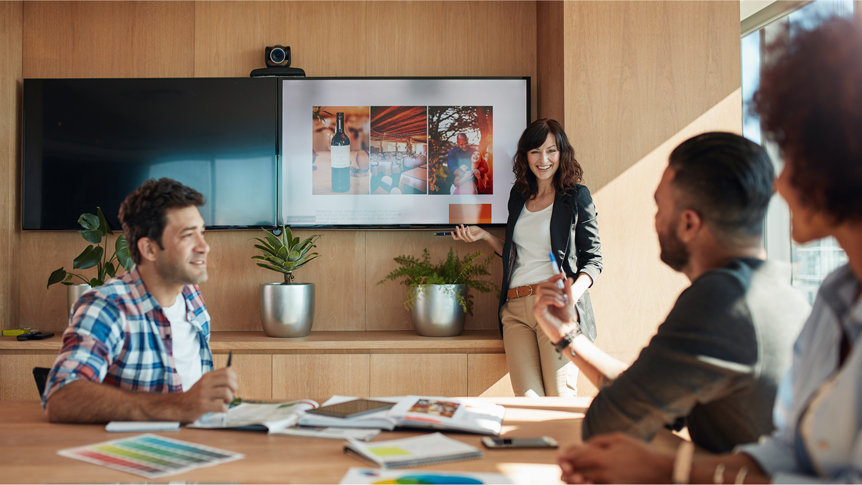A group of people having a business meeting