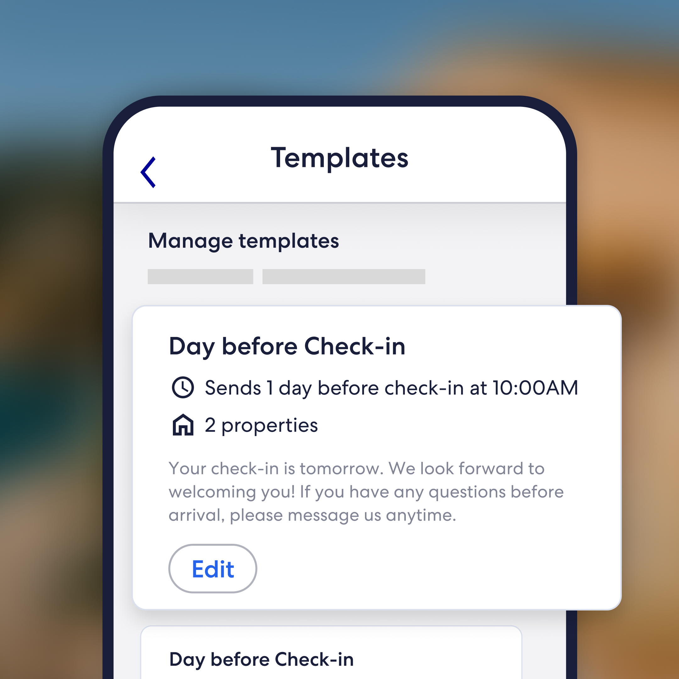 Vrbo host automated messaging templates on mobile.